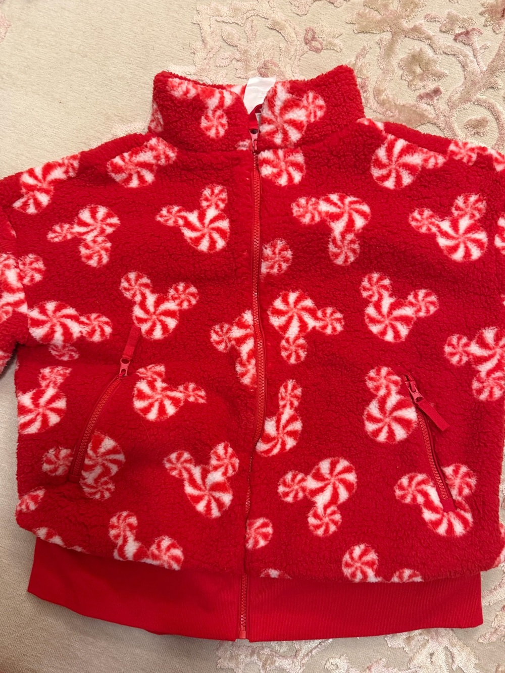 Disney official Red Peppermint Print Fleece Zip Jacket